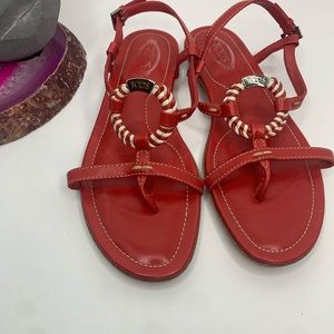 Tod’s Red leather Sandals Size 36 1/2